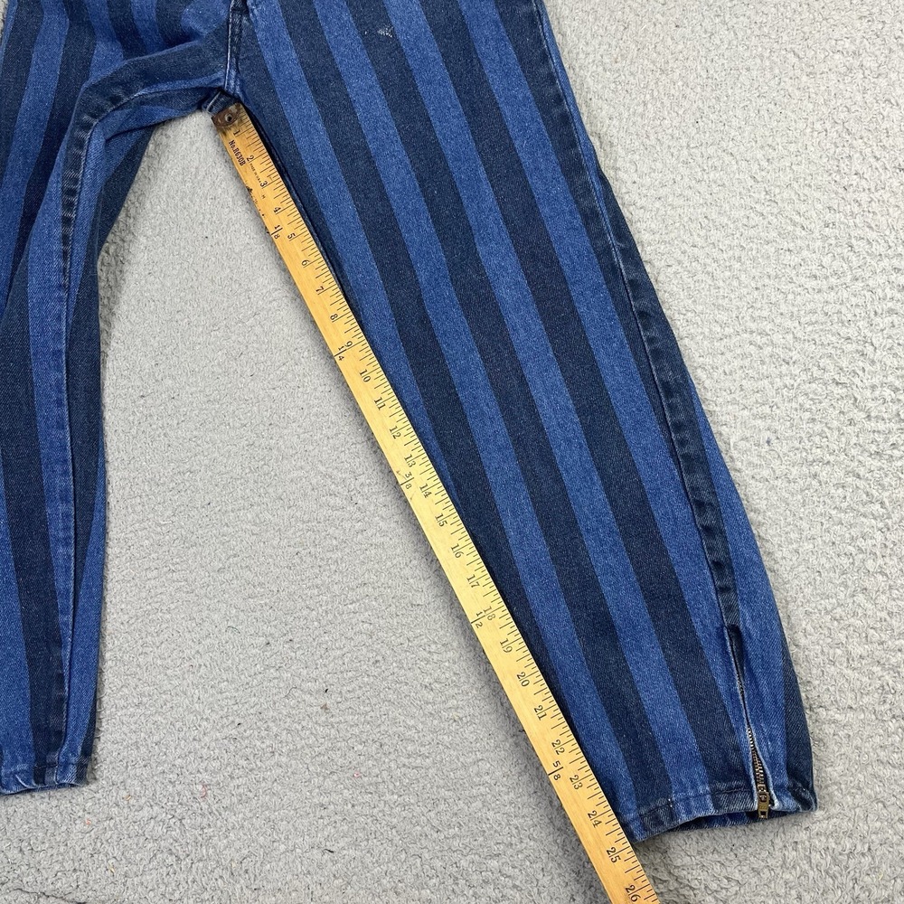 VTG Zena Jeans Women Sz 8 Blue Striped HighRise Taper Grunge 90s Bareback - Picture 7 of 14